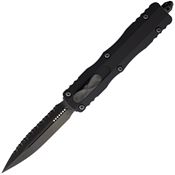 Microtech 2273DLCTSH Auto Dirac Delta OTF Serrated Double Edge Dagger Black Aluminum Handle