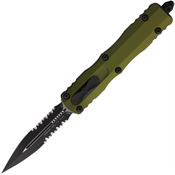 Microtech 2272OD Auto Dirac Delta OTF Two-Tone Part Serrated Dagger OD Green Aluminum Handle