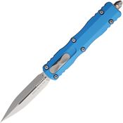 Microtech 22710BL Auto Dirac Delta OTF Stonewash Dagger Blue Aluminum Handle