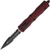 Microtech 2272MR Auto Dirac Delta OTF Two-Tone Part Serrated Dagger Merlot Aluminum Handle