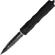 Microtech 227D3T Auto Dirac Delta OTF Two-Tone Serrated Double Edge Dagger Black Aluminum Handle