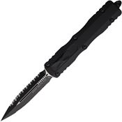 Microtech 227DR3T Auto Dirac Delta OTF Two-Tone Serrated Dagger Black Aluminum Handle