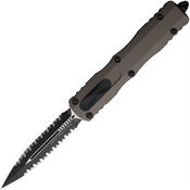 Microtech 227D3NC Auto Dirac Delta OTF Two-Tone Serrated Double Edge Dagger Gray Aluminum Handle