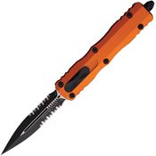 Microtech 2272OR Auto Dirac Delta OTF Two-Tone Part Serrated Double Edge Dagger Orange Aluminum Handle