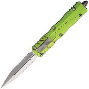 Microtech 22711Z Auto Dirac Delta OTF Stonewash Part Serrated Dagger ZOMBIE-TECH Handle