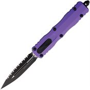Microtech 2273PU Auto Dirac Delta OTF Two-Tone Serrated Dagger Purple Aluminum Handle