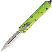 Microtech 22712Z Auto Dirac Delta OTF Stonewash Serrated Double Edge Dagger ZOMBIE-TECH Handle