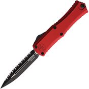 Microtech 1702M3RD Auto Hera II Mini Two-Tone Serrated Dagger Red Aluminum Handle