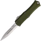 Microtech 1701M11OD Auto Hera II Mini Stonewash Part Serrated OD Green Aluminum Handle