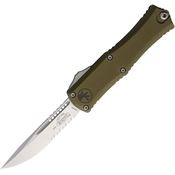 Microtech 1703M11OD Auto Hera II Mini Stonewash Part Serrated OD Green Aluminum Handle