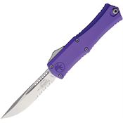 Microtech 1703M11PU Auto Hera II Mini Stonewash Part Serrated Purple Aluminum Handle