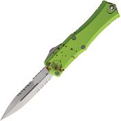 Microtech 1701M11Z Auto Hera II OTF Mini Stonewash Part Serrated Double Edge Dagger ZOMBIE-TECH Handle