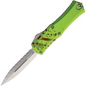 Microtech 1702M12Z Auto Hera II OTF Mini Stonewash Serrated Double Edge Dagger ZOMBIE-TECH Handle