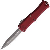 Microtech 1702M10APMR Auto Hera II OTF Mini Apocalyptic Double Edge Dagger Merlot Aluminum Handle