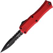 Microtech 1702M2RD Auto Hera II OTF Mini Two-Tone Part Serrated Double Edge Dagger Red Aluminum Handle