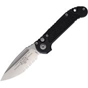 Microtech 11355 Auto LUDT Button Lock GenIII Satin Part Serrated Black Aluminum Handle