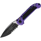 Microtech 11352PU Auto LUDT Button Lock GenIII Two-Tone Part Serrated Purple Aluminum Handle