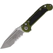 Microtech 113611APOD Auto LUDT Button Lock GenIII Apocalyptic Part Serrated Tanto OD Green Aluminum Handle