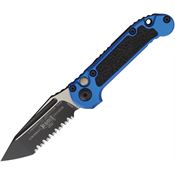 Microtech 11363BL Auto LUDT Button Lock GenIII Two-Tone Serrated Tanto Blue Aluminum Handle