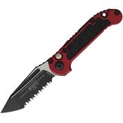 Microtech 11363MR Auto LUDT Button Lock GenIII Two-Tone Serrated Tanto Merlot Aluminum Handle
