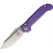 Microtech 113611MS9 Auto LUDT Marfione Select Stonewash Part Serrated Tanto Purple Haze Aluminum Handle