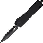 Microtech 11753T Auto Scarab II OTF Gen III Black Serrated Dagger Black Aluminum Handle