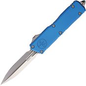 Microtech 117510BL Auto Scarab II OTF Gen III Stonewash Double Edge Dagger Blue Aluminum Handle