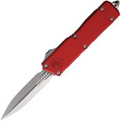Microtech 117510RD Auto Scarab II OTF Gen III Stonewash Double Edge Dagger Red Aluminum Handle