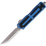 Microtech 118010BL Auto Scarab II OTF Gen III Stonewash Double Edge Blue Aluminum Handle