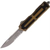 Microtech 127811APTA Auto Scarab II OTF Gen III Apocalyptic Part Serrated Tan Aluminum Handle