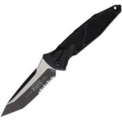 Microtech 161A2T Auto Socom Elite Buttonlock Two-Tone Part Serrated Tanto Black Aluminum Handle