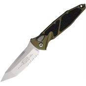 Microtech 161A11OD Auto Socom Elite Buttonlock Stonewash Part Serrated Tanto OD Green Aluminum Handle