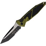 Microtech 161A2OD Auto Socom Elite Buttonlock Two-Tone Part Serrated Tanto OD Green Aluminum Handle