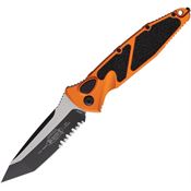 Microtech 161A2OR Auto Socom Elite Buttonlock Two-Tone Part Serrated Tanto Orange Aluminum Handle
