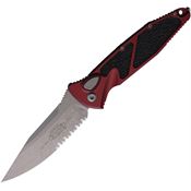Microtech 160A11APMR Auto Socom Elite Buttonlock Apocalyptic Part Serrated Merlot Aluminum Handle