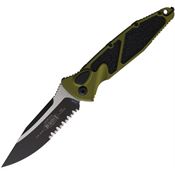 Microtech 160A2OD Auto Socom Elite Buttonlock Two-Tone Part Serrated OD Green Aluminum Handle
