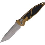 Microtech 161A11APTA Auto Socom Elite Buttonlock Apocalyptic Part Serrated Tanto Tan Aluminum Handle