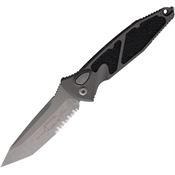 Microtech 161A11APNC Auto Socom Elite Buttonlock Apocalyptic Part Serrated Tanto Gray Aluminum Handle