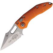 Microtech 16911OR Auto Stitch Button Lock Stonewash Part Serrated Orange Aluminum Handle
