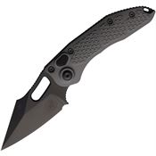Microtech 1691DLCTNCS Auto Stitch Button Lock Black Wharncliffe Gray Aluminum Handle