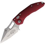 Microtech 16911MR Auto Stitch Button Lock Stonewash Part Serrated Merlot Aluminum Handle