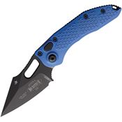 Microtech 1691BL Auto Stitch Button Lock Black Wharncliffe Blue Aluminum Handle