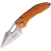 Microtech 16910OT Auto Stitch Button Lock Stonewash Wharncliffe Orange Aluminum Handle