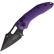 Microtech 1691PU Auto Stitch Button Lock Black Wharncliffe Purple Aluminum Handle