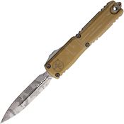 Microtech 1122410TAHR Auto Ultratech Gen IV OTF Stonewash Double Edge Dagger Tan Aluminum Handle