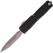 Microtech 1122412AP Auto Ultratech Gen IV OTF Apocalyptic Serrated Double Edge Dagger Black Aluminum Handle