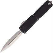 Microtech 1122412 Auto Ultratech Gen IV OTF Stonewash Serrated Double Edge Dagger Black Aluminum Handle