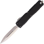 Microtech 1122410 Auto Ultratech Gen IV OTF Stonewash Double Edge Dagger Black Aluminum Handle