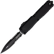 Microtech 112242T Auto Ultratech Gen IV OTF Two-Tone Part Serrated Dagger Black Aluminum Handle