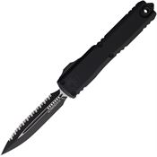 Microtech 112243T Auto Ultratech Gen IV OTF Two-Tone Serrated Dagger Black Aluminum Handle
